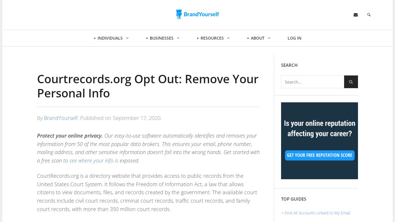 Courtrecords.org Opt Out: Remove Your Personal Info - BrandYourself